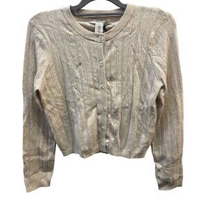 Sincerely Jules Womens Cropped Cardigan Size M JR Beige Knit Button-Up
